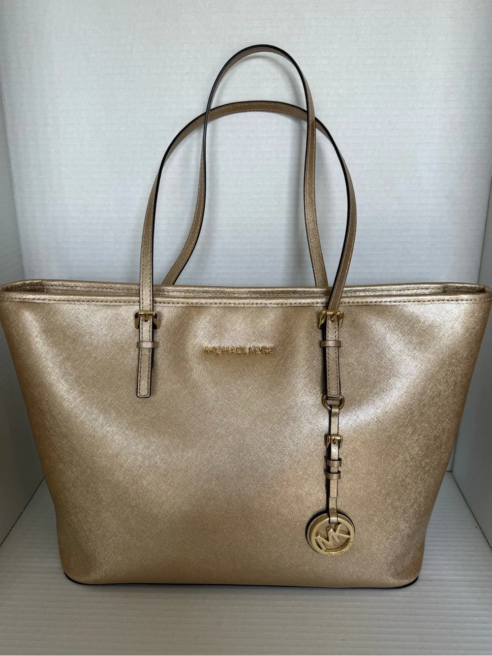 Michael Kors Metallic Gold Tote with Logo Charm